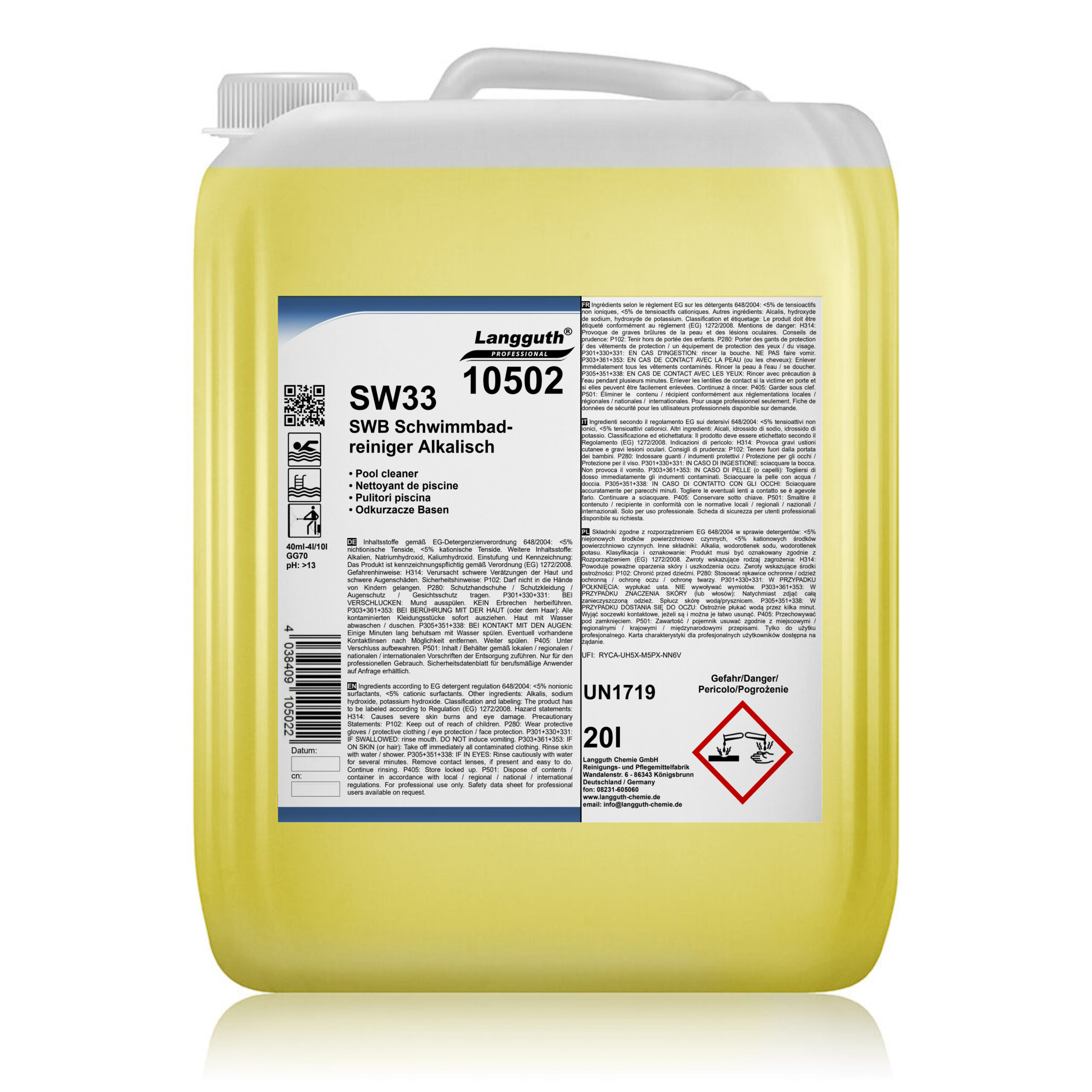 Schwimmbadreiniger SW33 Alkalisch 10L Kanister - 1 Palette