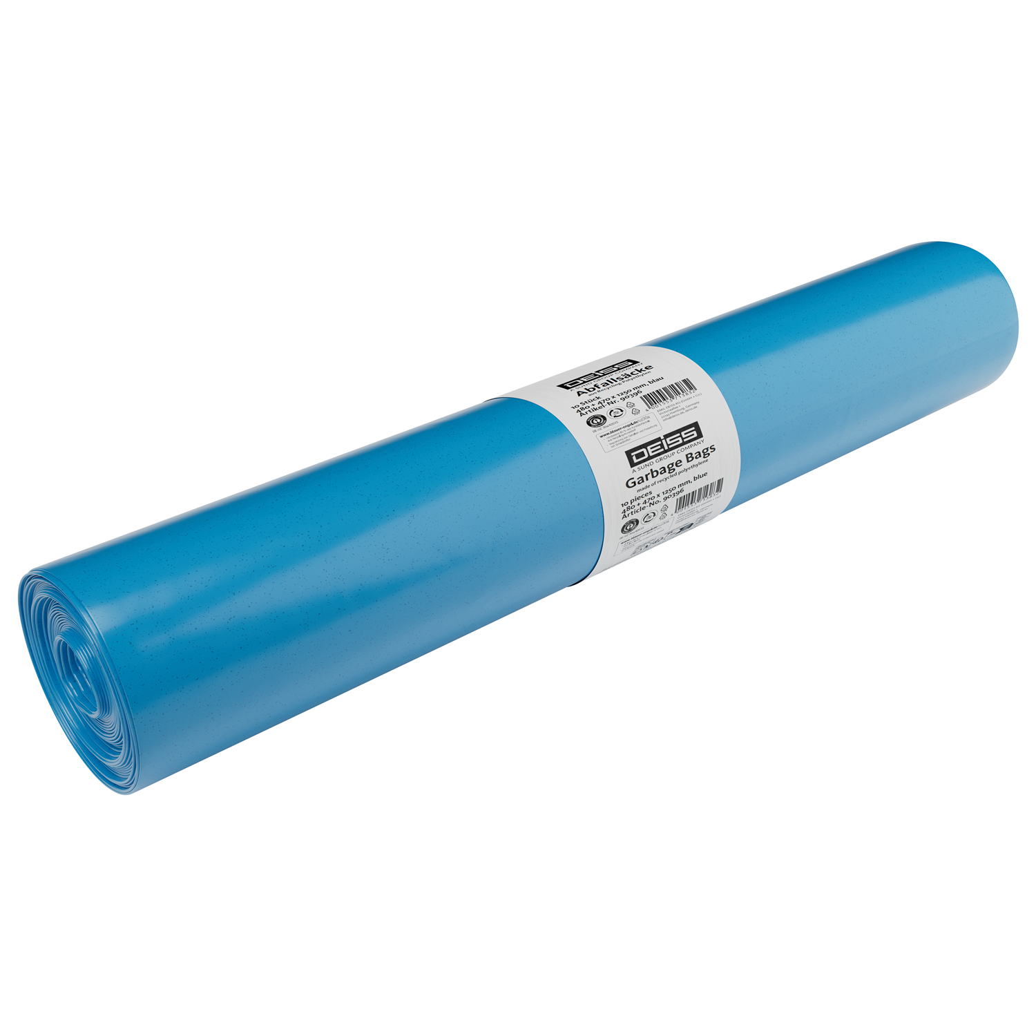 DEISS STANDARD Müllsäcke LDPE 180 Liter Müllbeutel, blau, Blauer Engel, 1 Karton = 10 Rollen