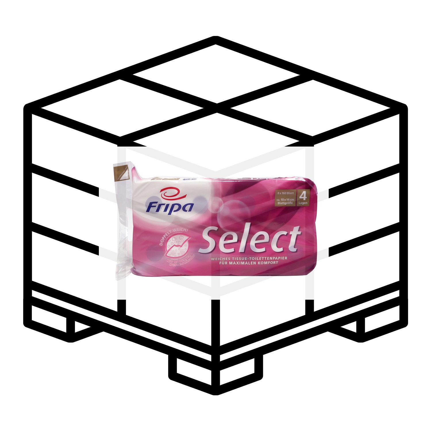 Fripa Toilettenpapier Select 4-lagig, Premium hochweiß - 1 Palette 1.056 Rollen