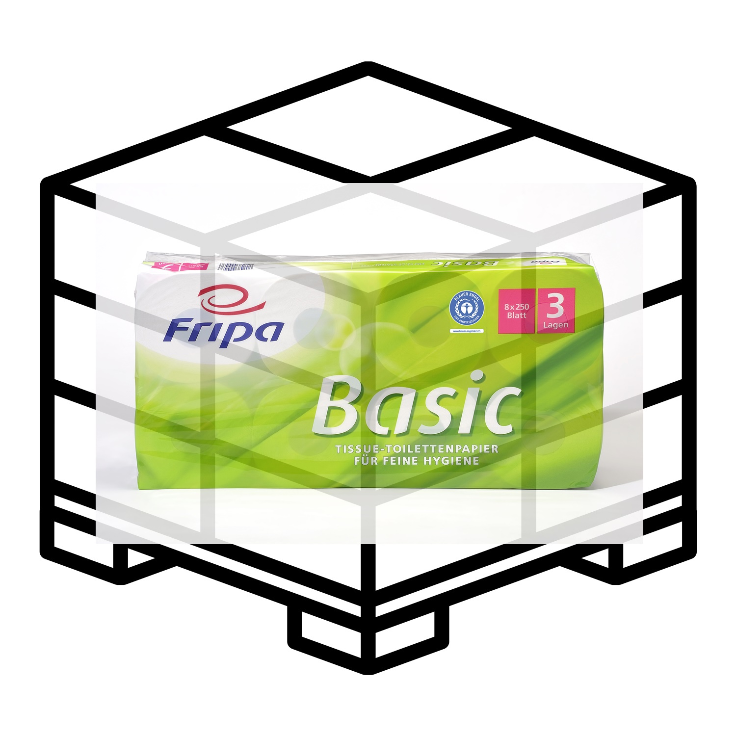 Fripa Toilettenpapier Basic, 3-lagig, recycelt - 1 Palette 1.056 Rollen