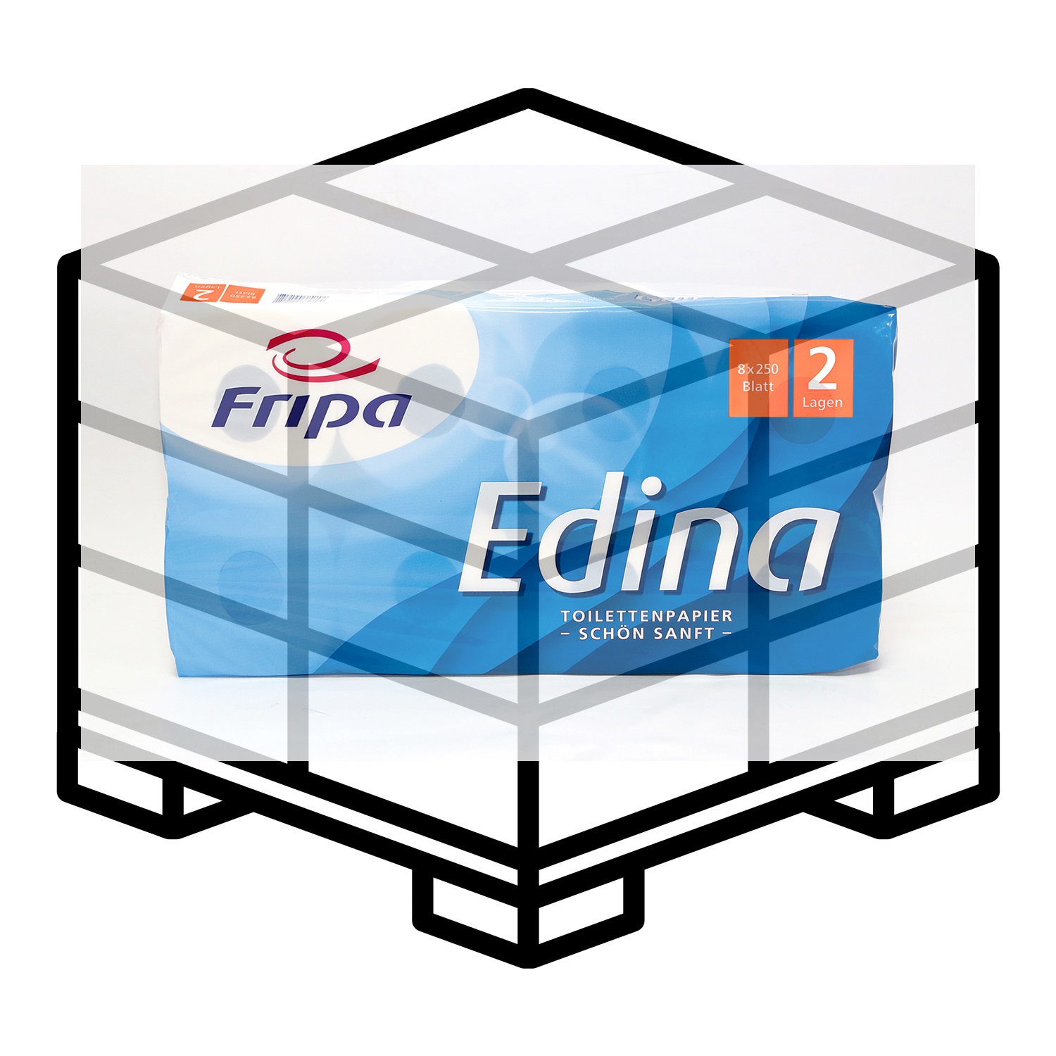 Fripa Toilettenpapier Edina, 2-lagig, hochweiß - 1 Palette 1.728 Rollen