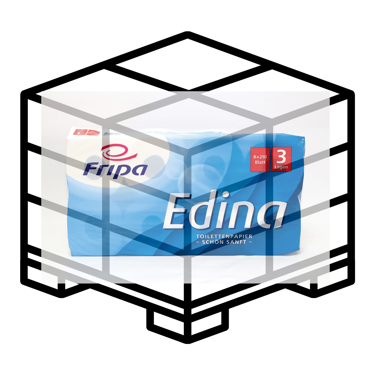 Fripa Toilettenpapier Edina, 3-lagig, hochweiß - 1 Palette 1.152 Rollen