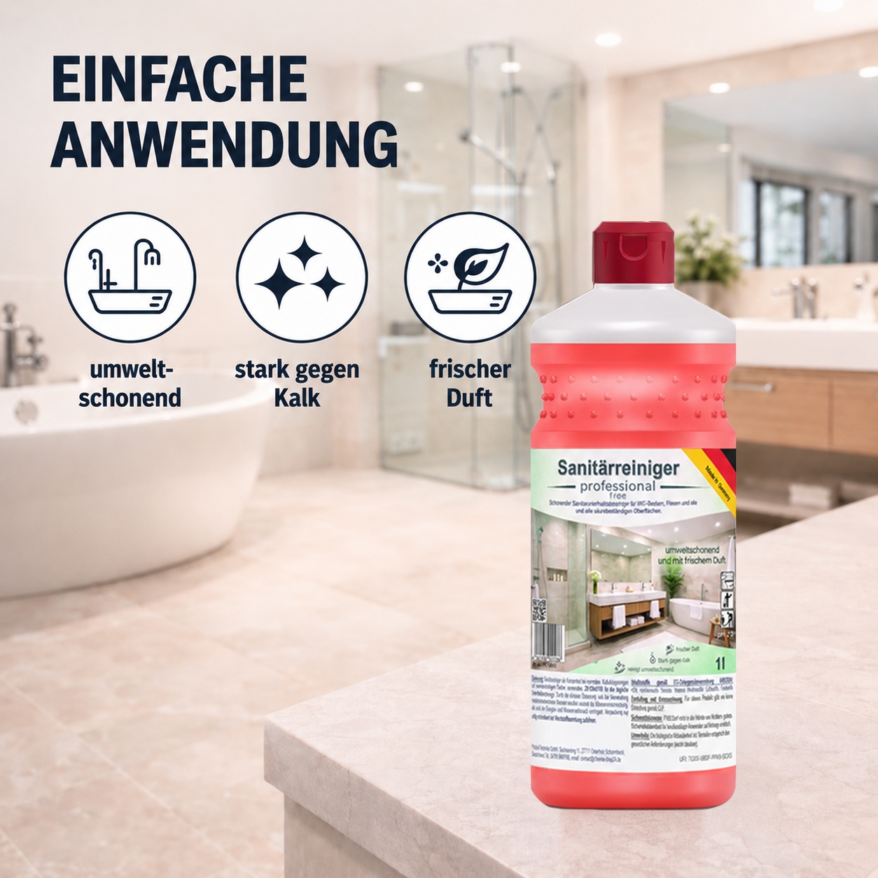 1 Liter Sanitärreiniger professional Kalkreiniger auf ökologischer Basis Kopie