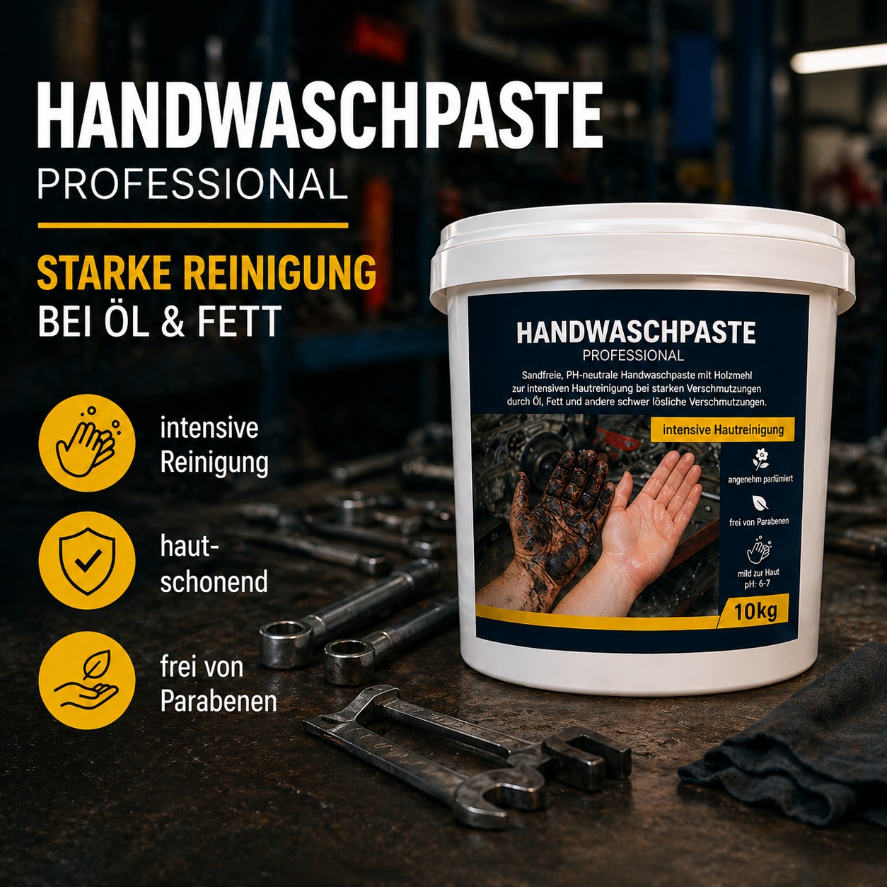 Profi Handwaschpaste 10kg Holzmehlbasis für starke Verschmutzungen