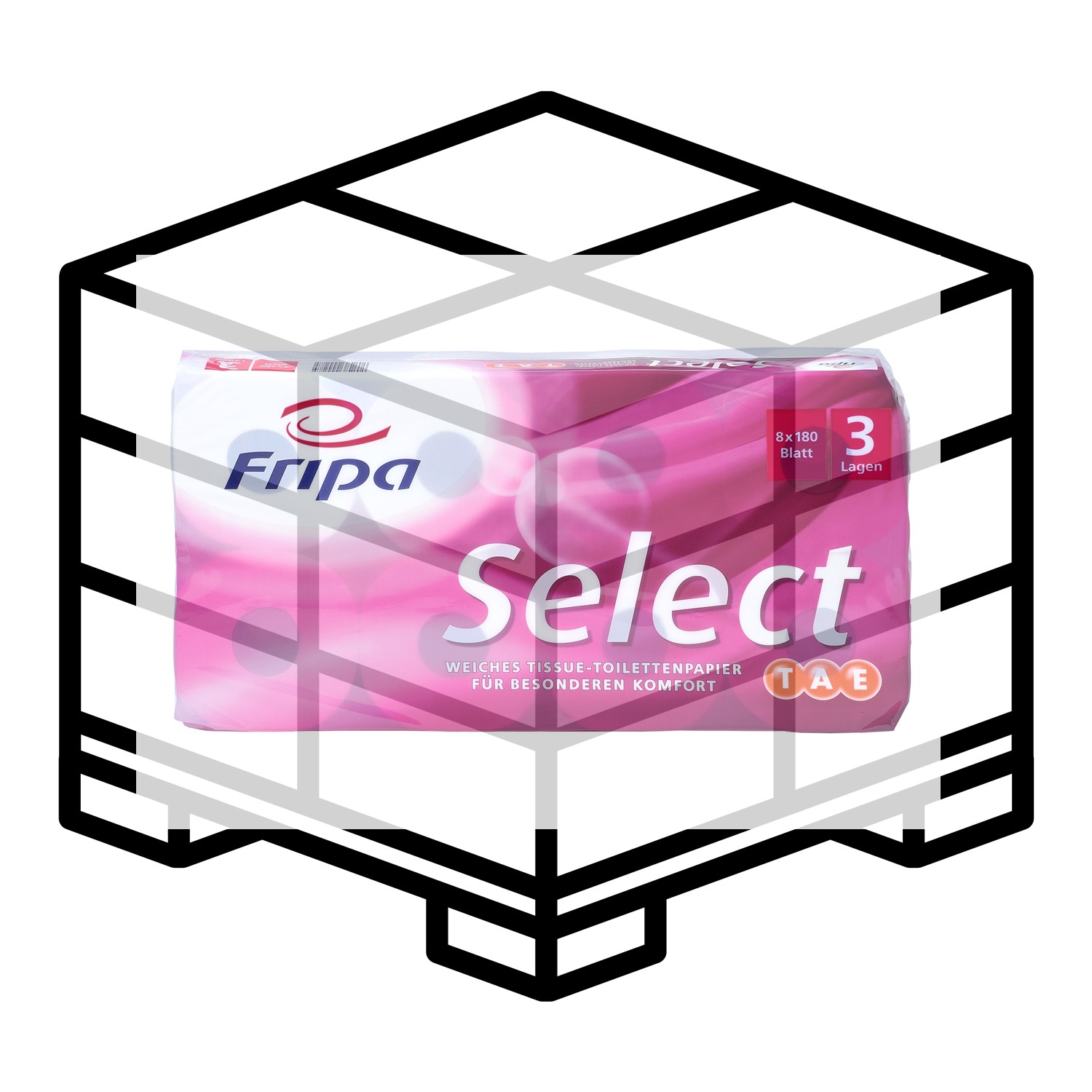 Fripa Toilettenpapier Select TAE, 3-lagig, hochweiß - 1 Palette 1.056 Rollen