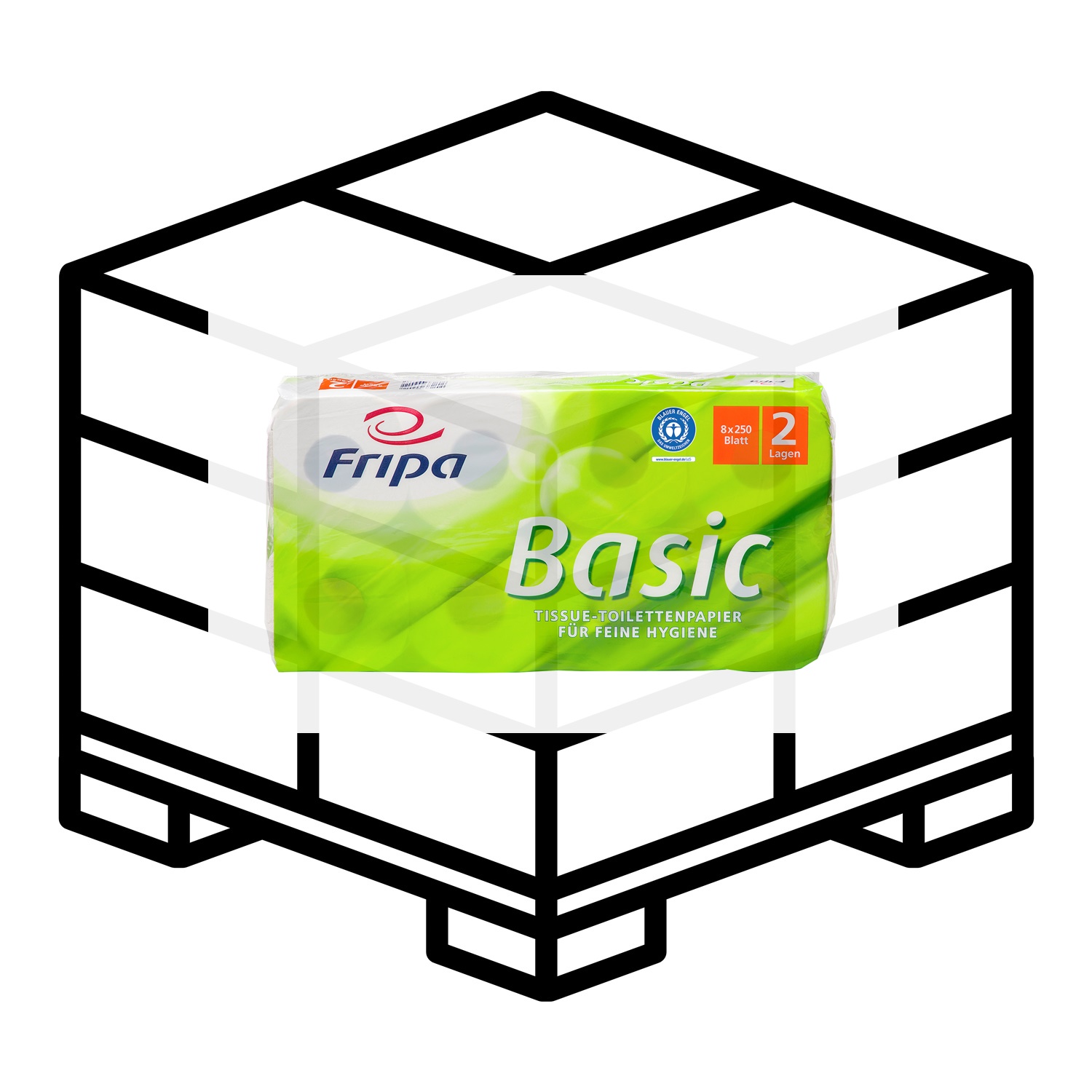 Fripa Toilettenpapier Basic, 2-lagig, recycelt - 1 Palette 1.728 Rollen