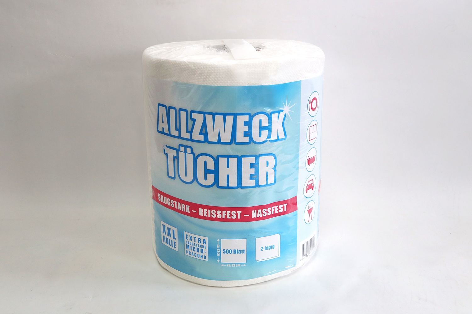 Fripa Allzweckrolle, 2-lagig, 500 Abrisse, 120 Rollen weiß nassfest - 1 Palette