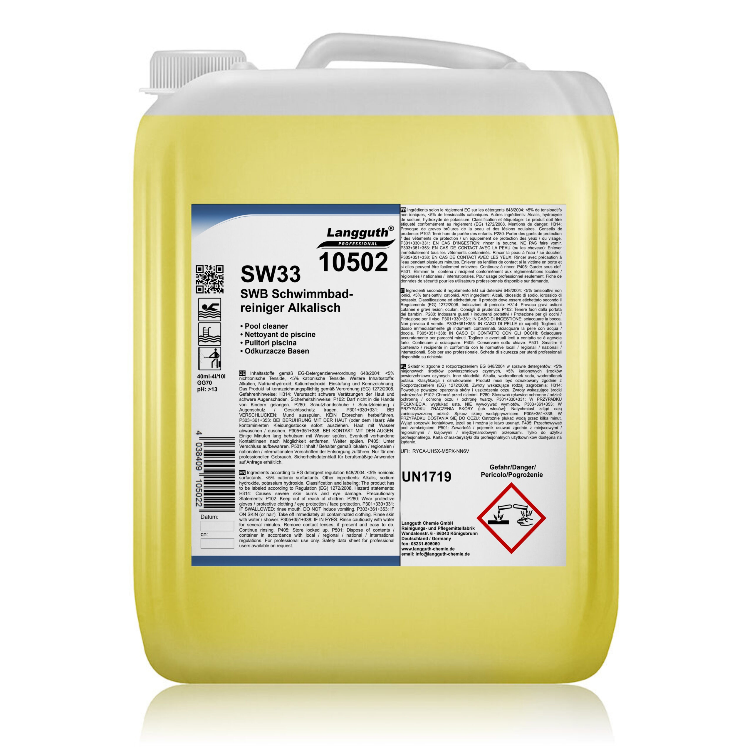 Schwimmbadreiniger SW33 Alkalisch 10L Kanister - 1 Palette