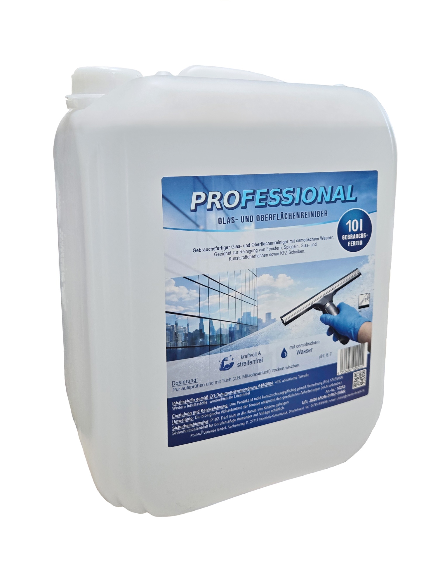 Professional Glasreiniger mit Osmosewasser 10 Liter Oberflächenreiniger streifenfrei