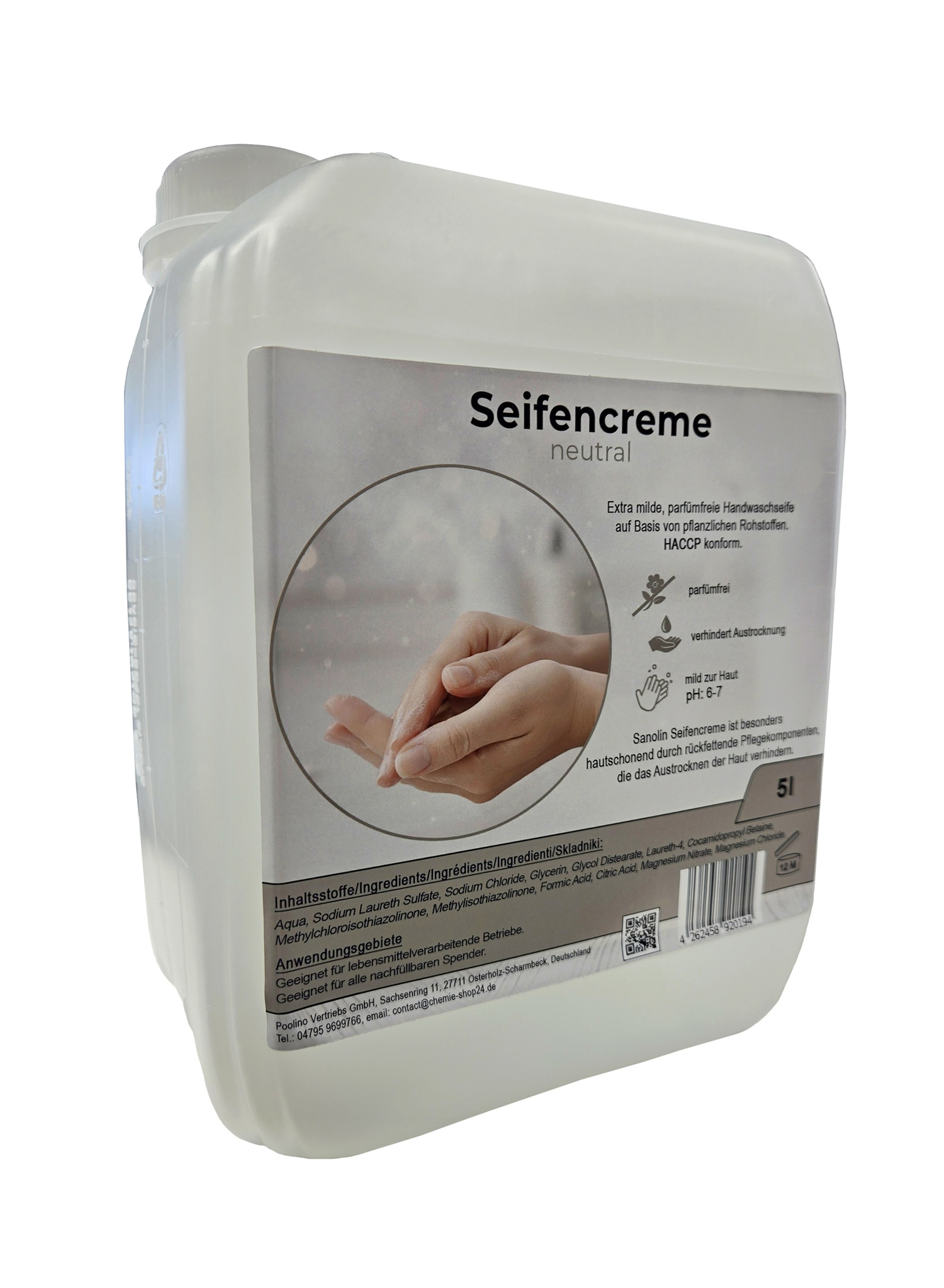 Seifencreme neutral 5 Ltr. Flüssigseife für Seifenspender