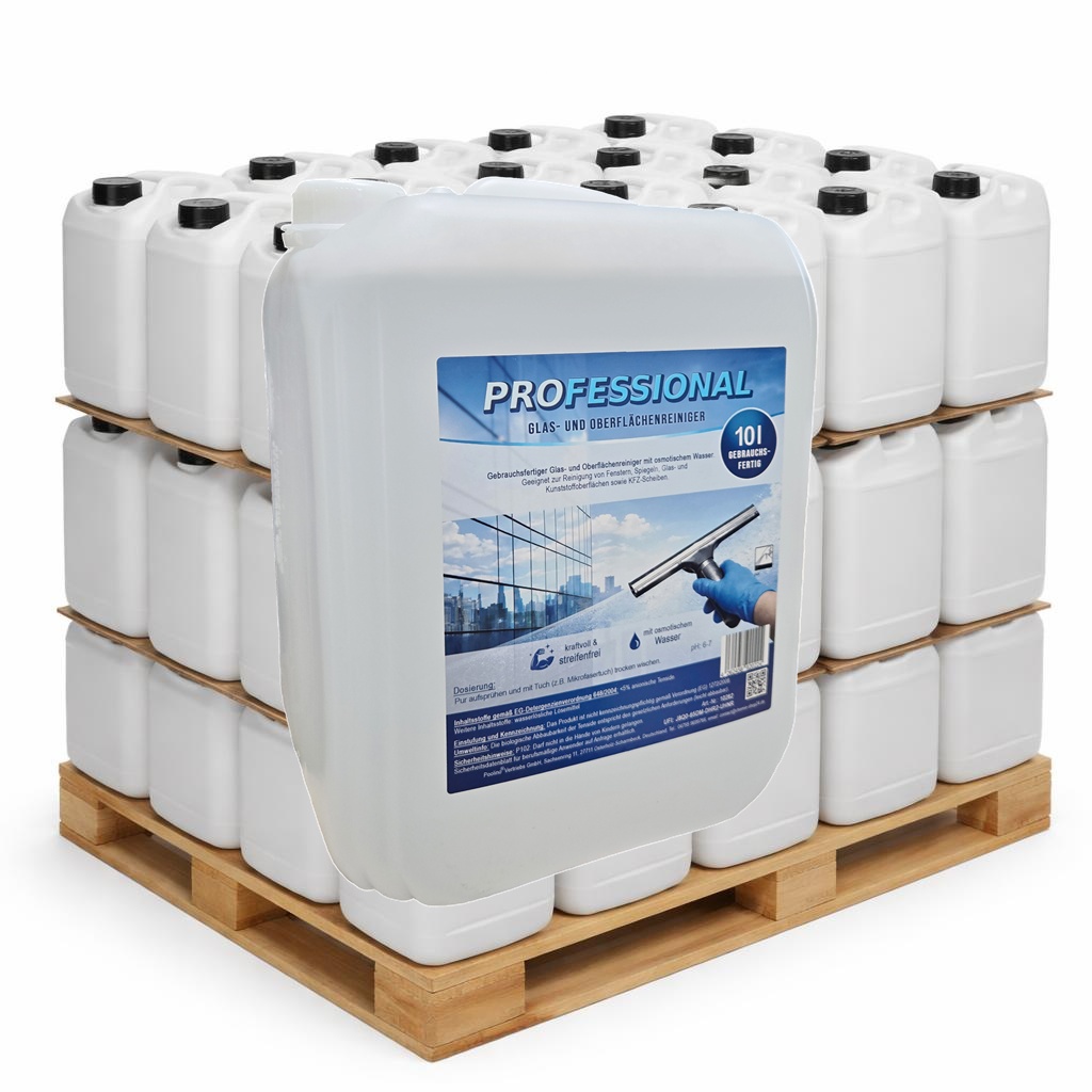 60x Professional Glasreiniger mit Osmosewasser 10 Liter Oberflächenreiniger streifenfrei 1 Palette